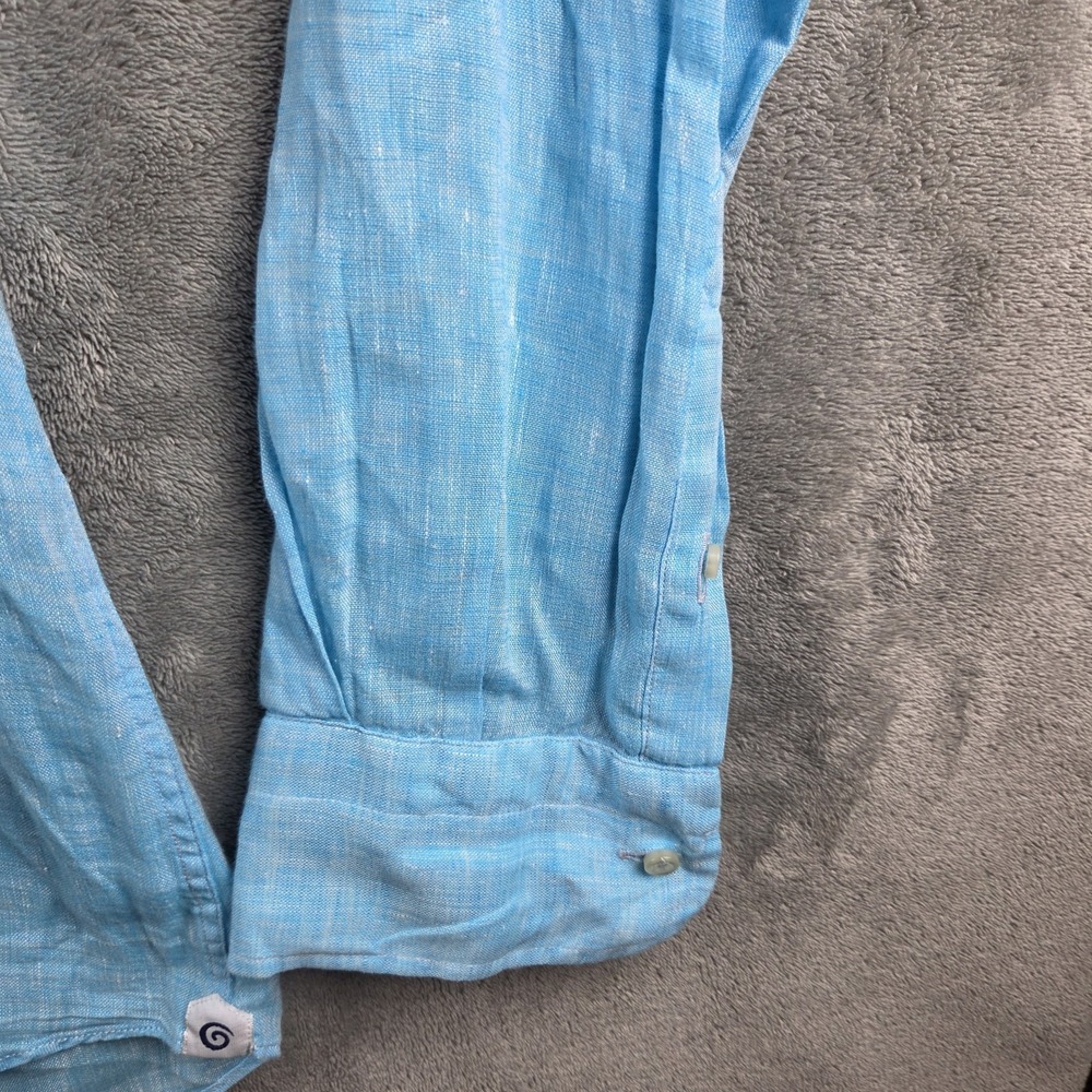 Tiki Napoli 100% Linen Blue Shirt Mens XL Long Sleeve Made in Italy Casual - Picture 7 of 13